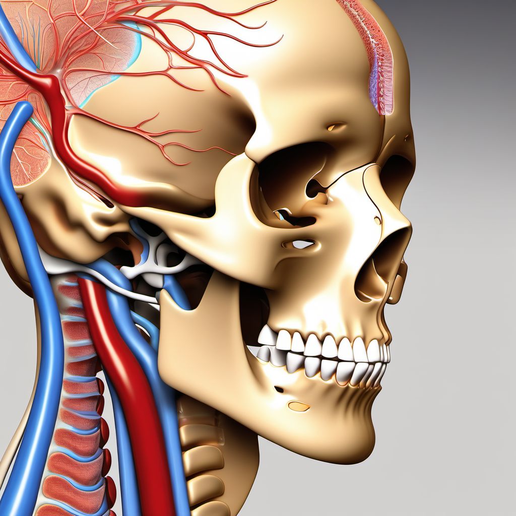 Injury of trigeminal nerve, left side digital illustration