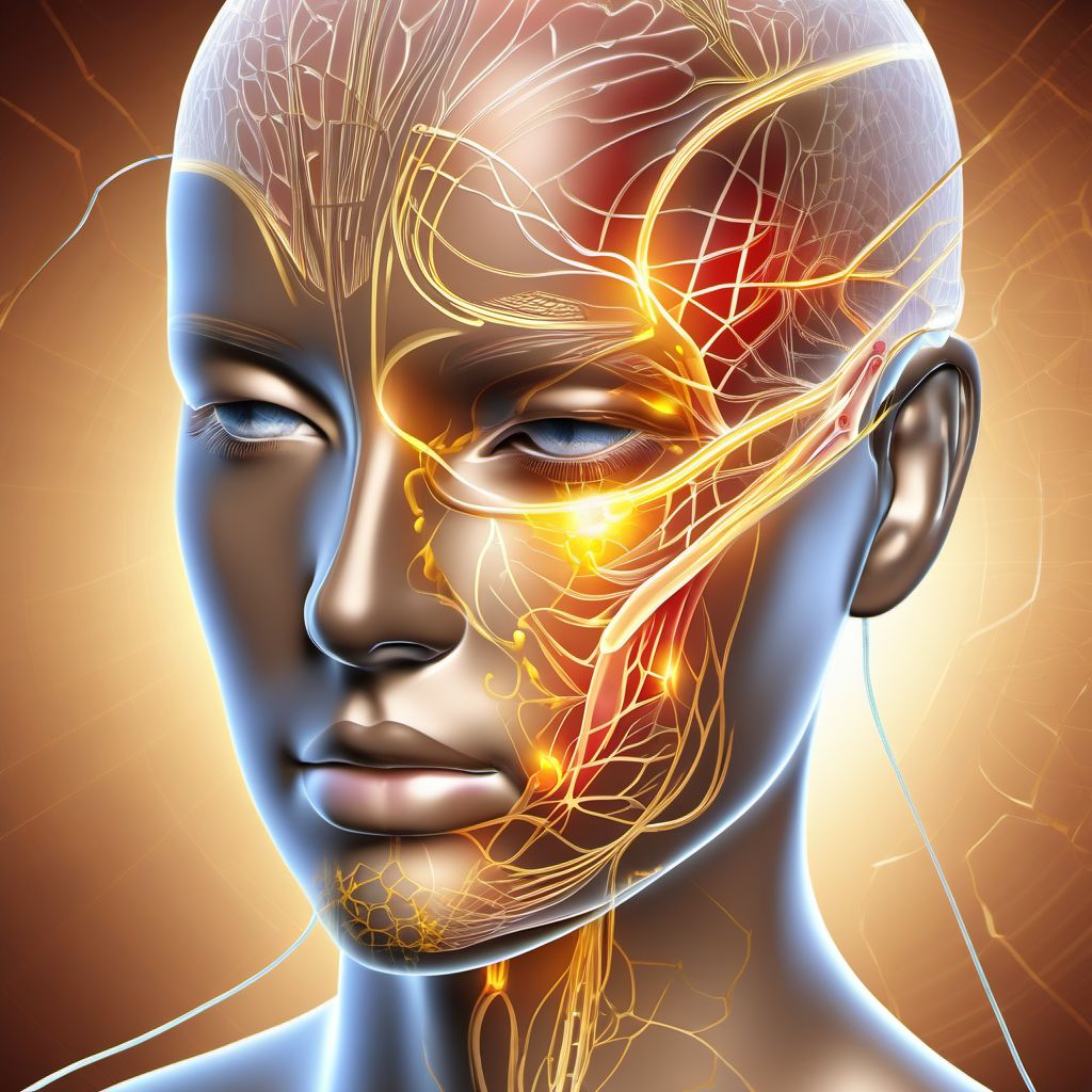 Injury of facial nerve digital illustration