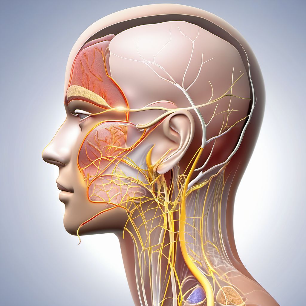 Injury of facial nerve, right side digital illustration