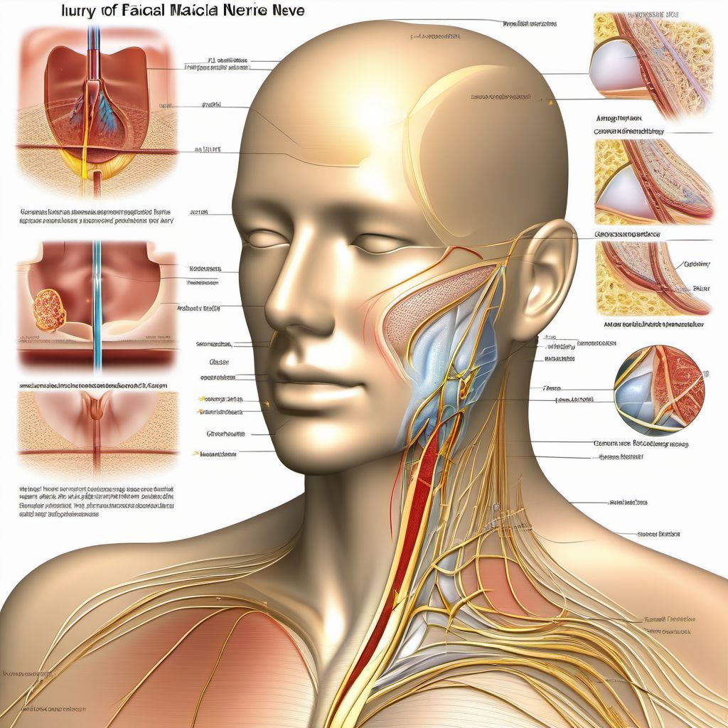 Injury of facial nerve, left side digital illustration