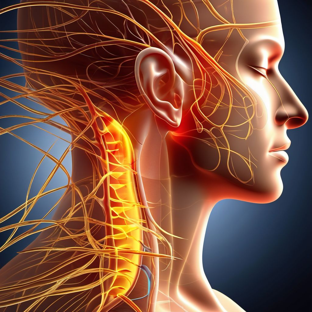 Injury of acoustic nerve digital illustration