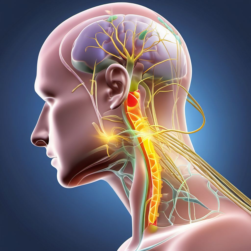 Injury of accessory nerve, right side digital illustration