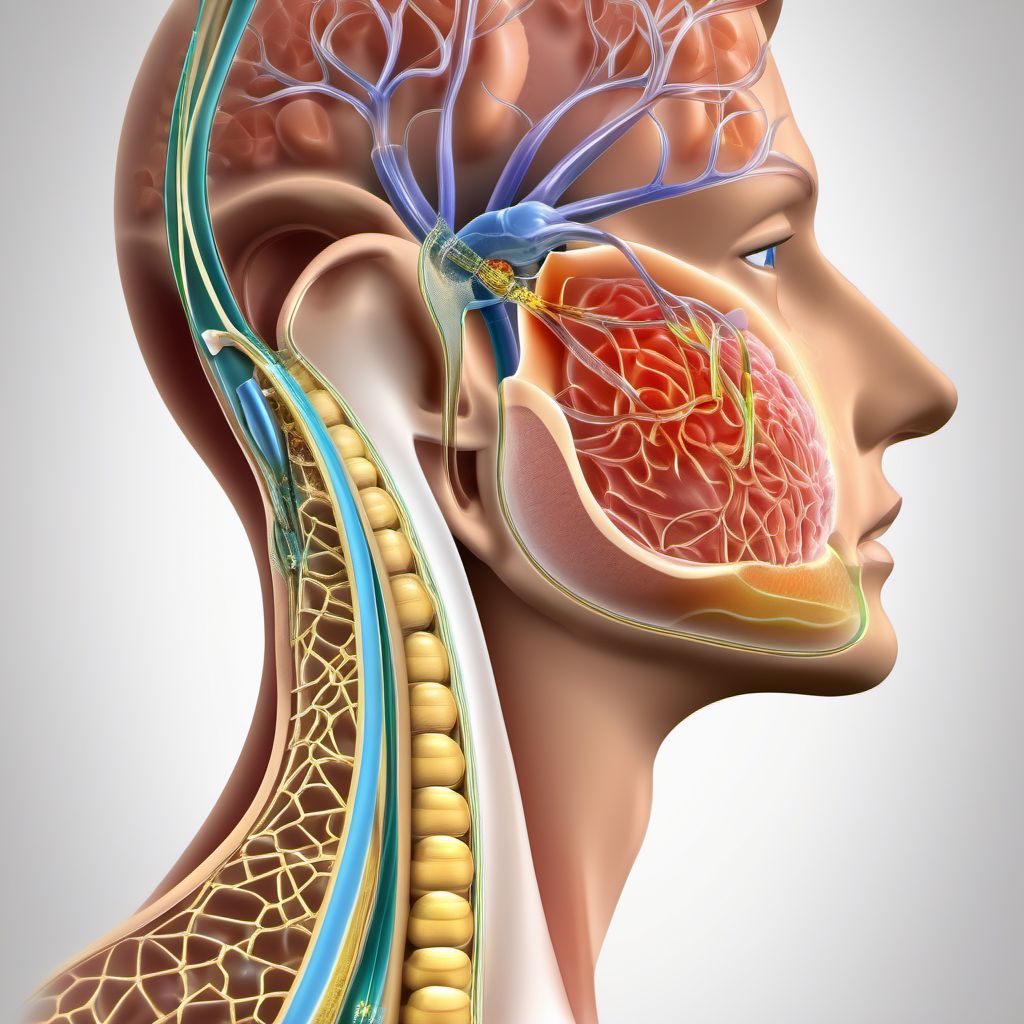 Injury of accessory nerve, left side digital illustration