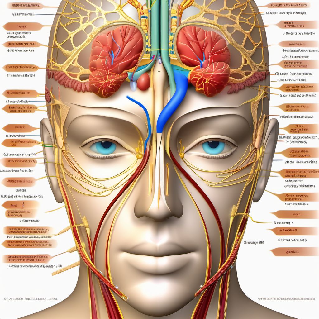 Injury of other cranial nerves, left side digital illustration