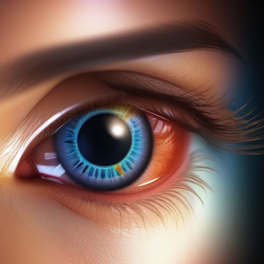 Injury of conjunctiva and corneal abrasion without foreign body, right eye digital illustration