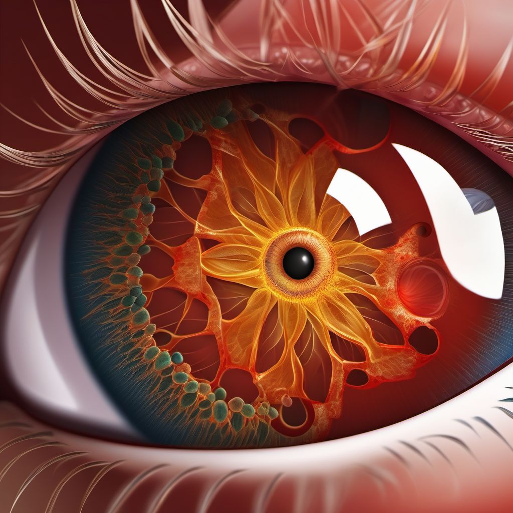 Contusion of eyeball and orbital tissues, right eye digital illustration