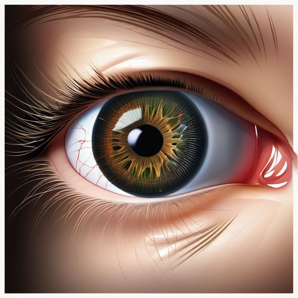 Ocular laceration without prolapse or loss of intraocular tissue, right eye digital illustration