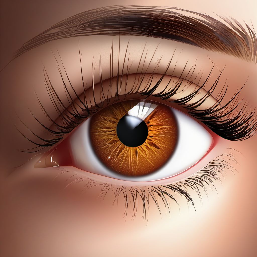 Ocular laceration without prolapse or loss of intraocular tissue, left eye digital illustration