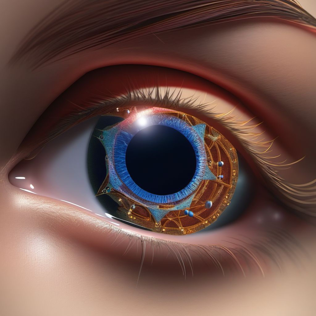 Penetrating wound of orbit with or without foreign body, left eye digital illustration