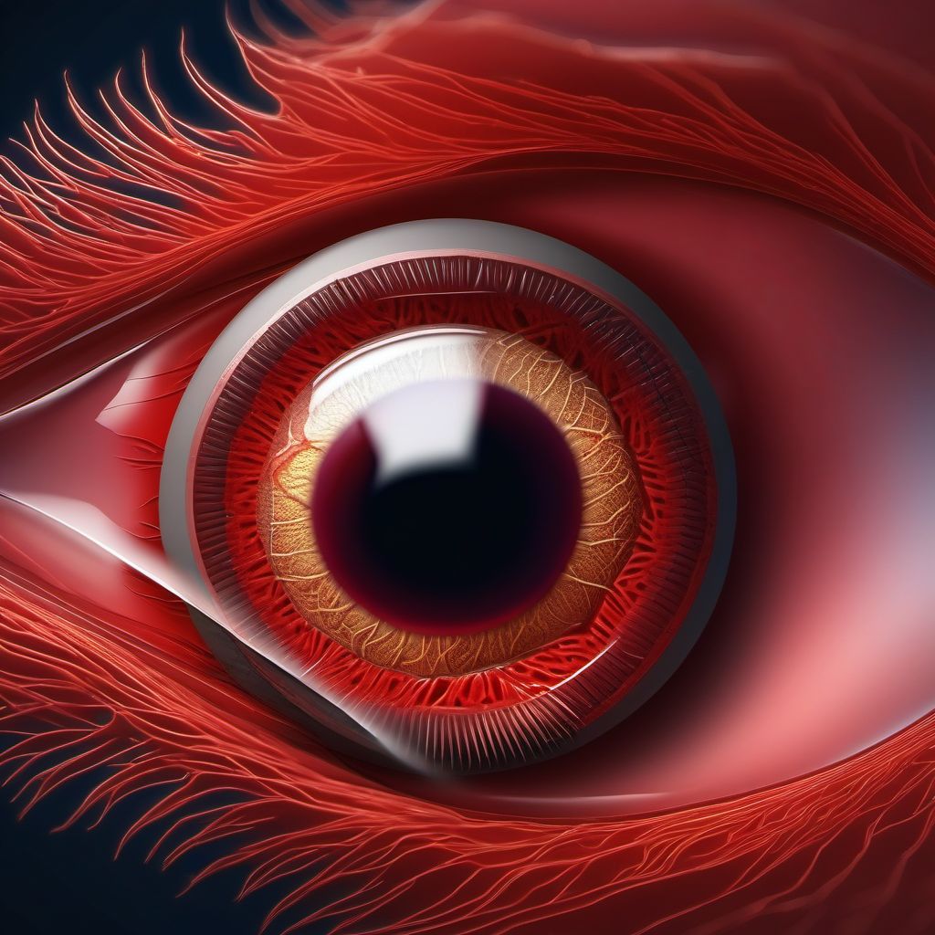 Penetrating wound with foreign body of eyeball digital illustration