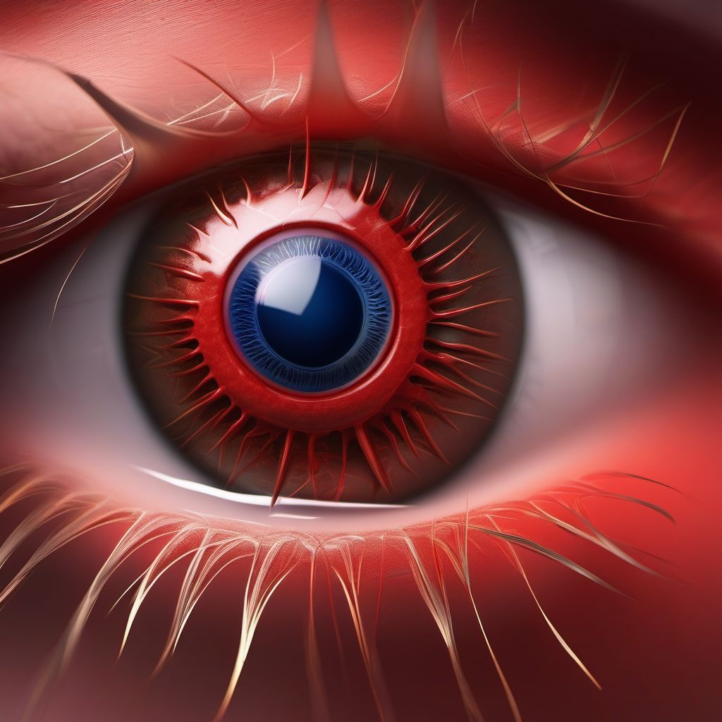 Penetrating wound with foreign body of unspecified eyeball digital illustration