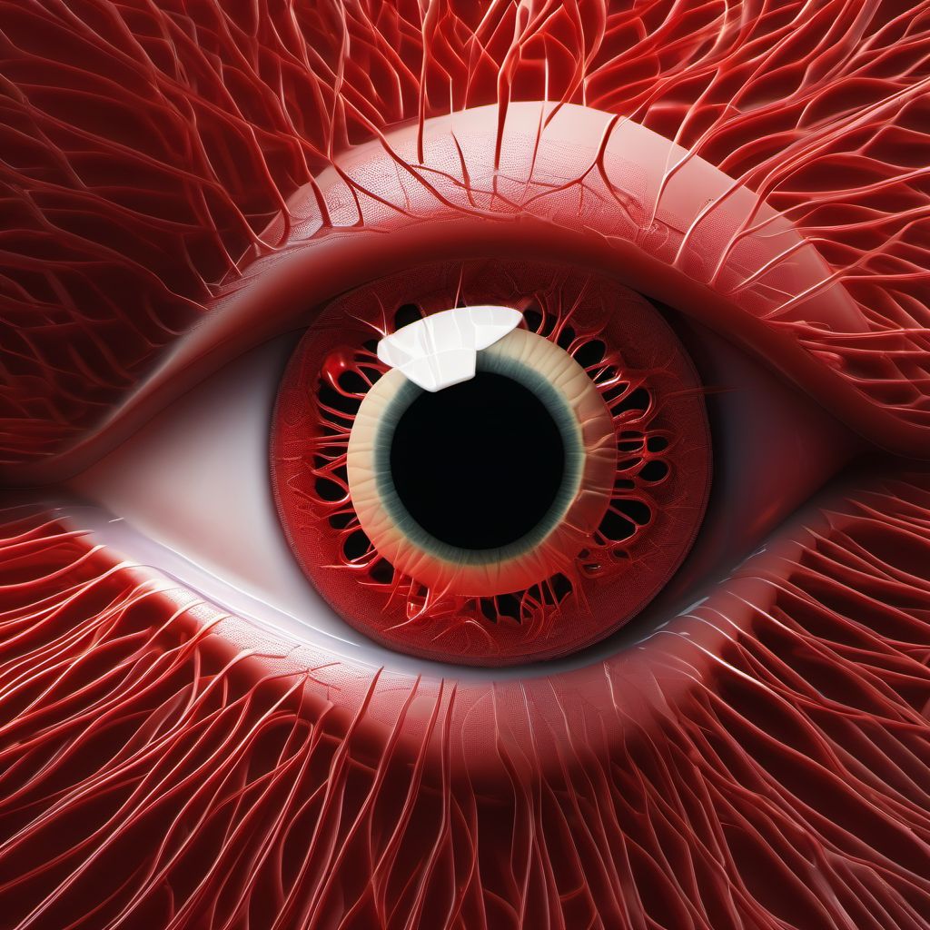 Penetrating wound with foreign body of right eyeball digital illustration