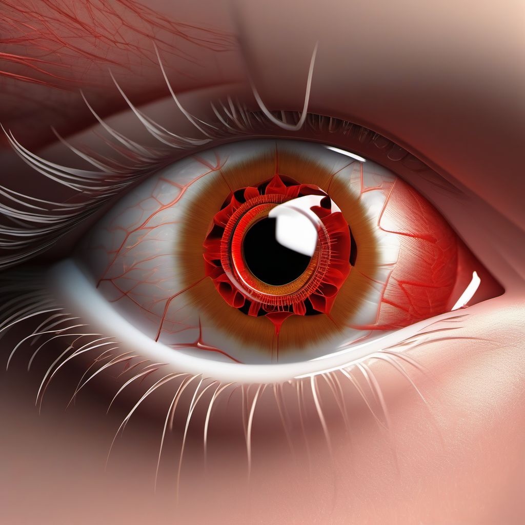 Penetrating wound with foreign body of left eyeball digital illustration