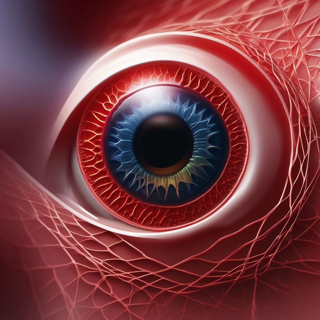 Penetrating wound without foreign body of right eyeball digital illustration