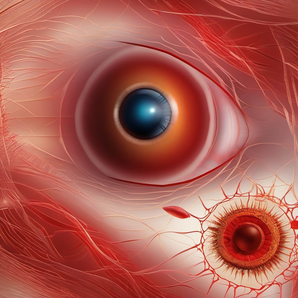 Penetrating wound without foreign body of left eyeball digital illustration