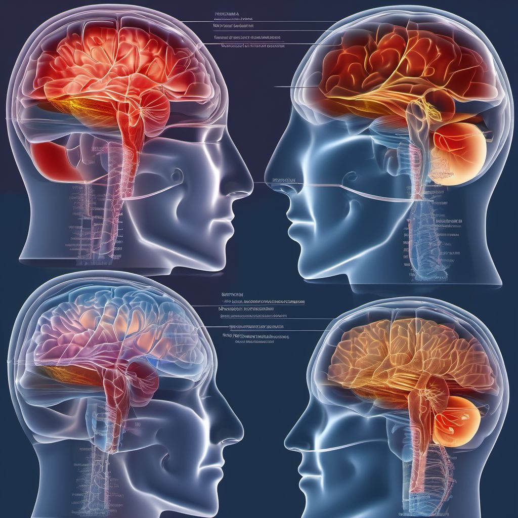 Traumatic cerebral edema with loss of consciousness of 30 minutes or less digital illustration