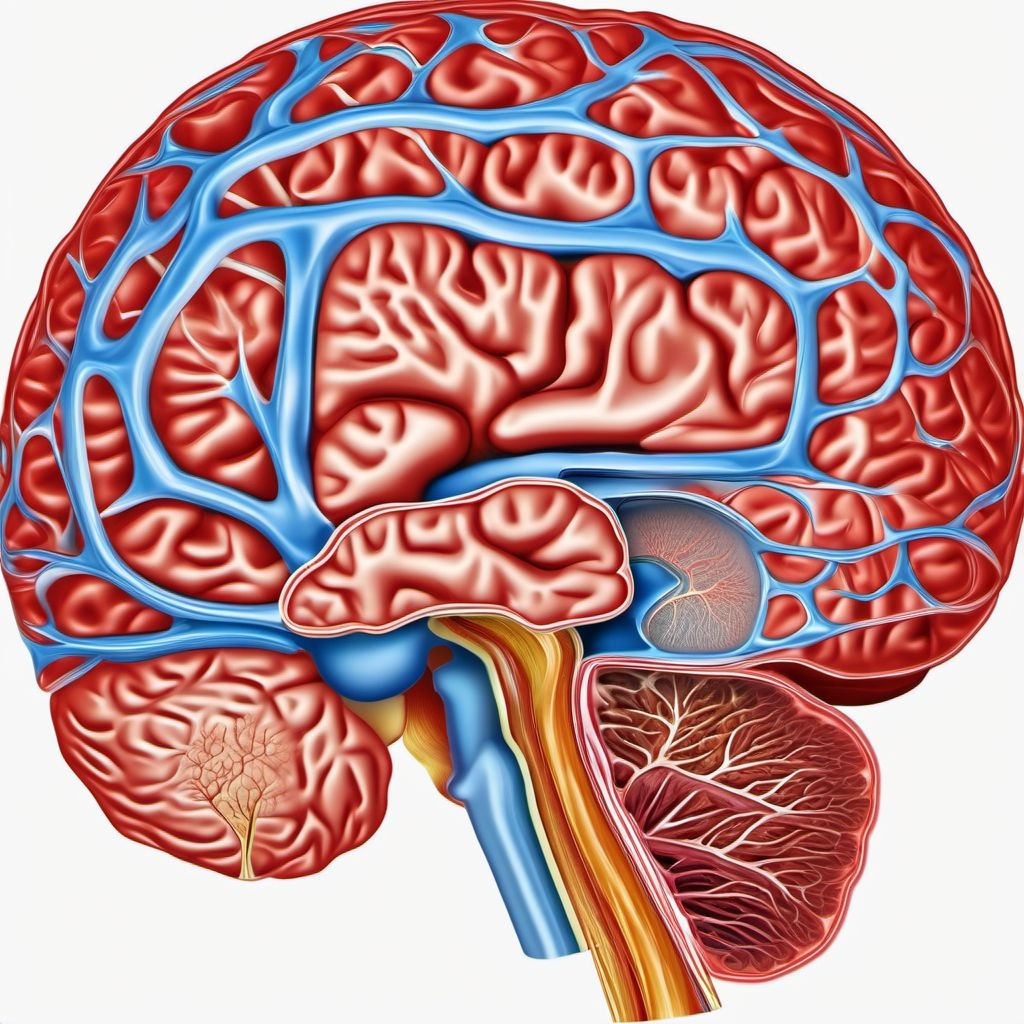 Traumatic cerebral edema with loss of consciousness of 31 minutes to 59 minutes digital illustration