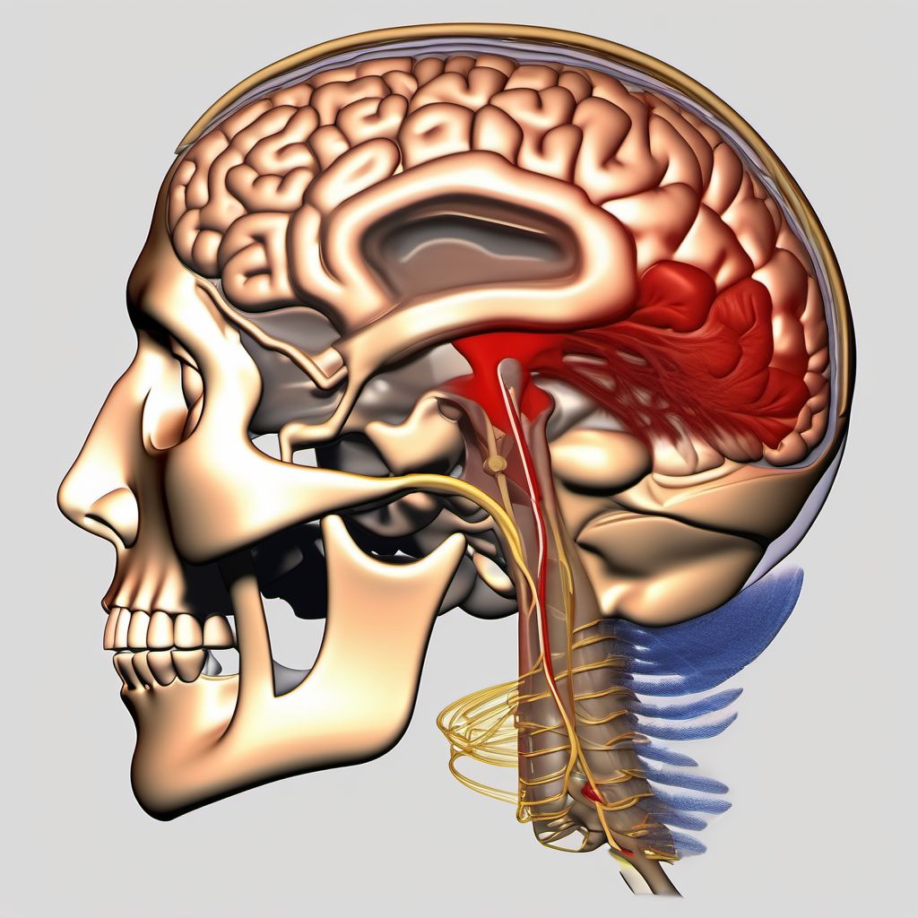 Traumatic cerebral edema with loss of consciousness greater than 24 hours without return to pre-existing conscious level with patient surviving digital illustration