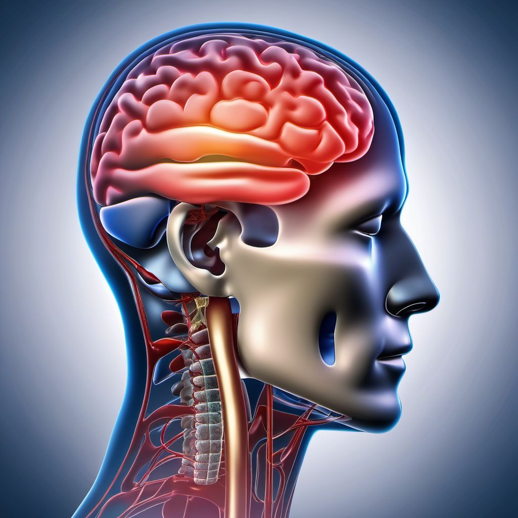 Traumatic cerebral edema with loss of consciousness of any duration with death due to brain injury prior to regaining consciousness digital illustration