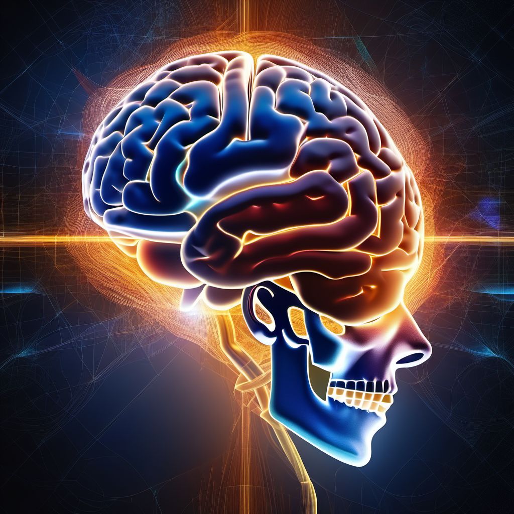 Diffuse traumatic brain injury with loss of consciousness greater than 24 hours with return to pre-existing conscious levels digital illustration