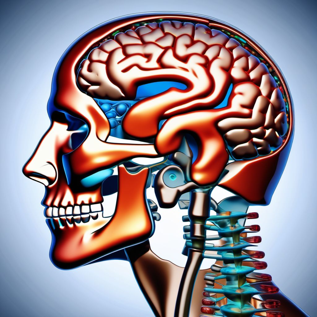 Unspecified focal traumatic brain injury with loss of consciousness of 30 minutes or less digital illustration