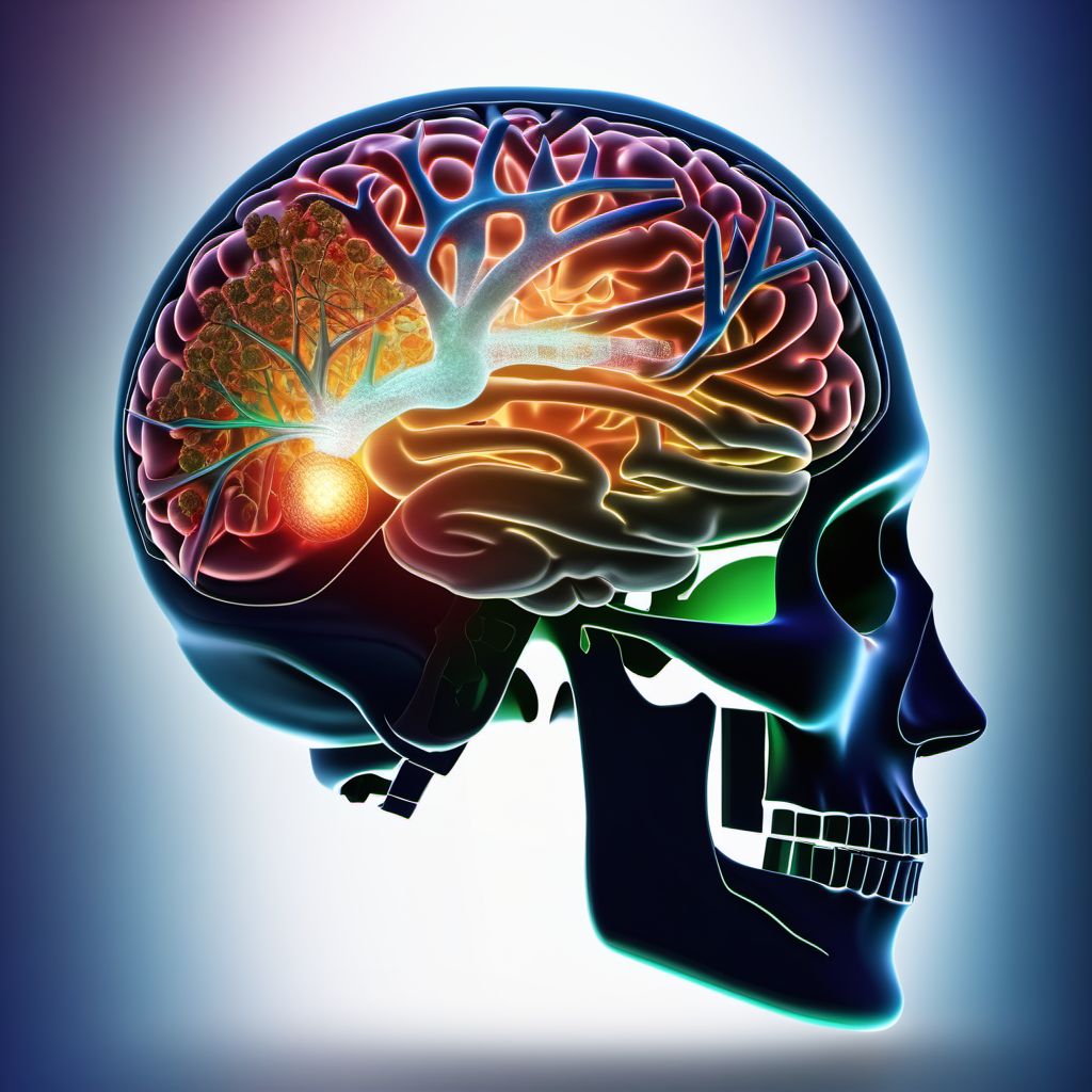 Unspecified focal traumatic brain injury with loss of consciousness greater than 24 hours without return to pre-existing conscious level with patient surviving digital illustration