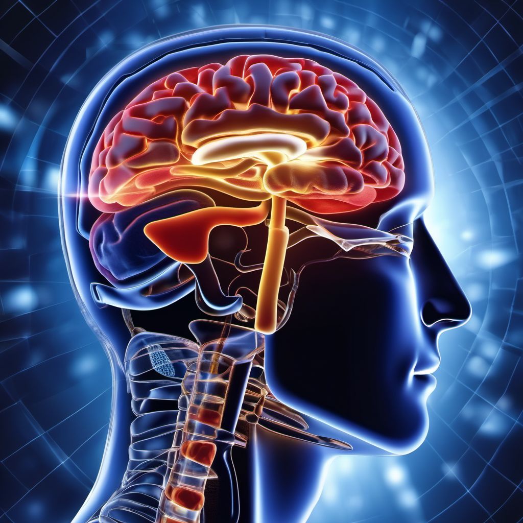 Unspecified focal traumatic brain injury with loss of consciousness of any duration with death due to brain injury prior to regaining consciousness digital illustration