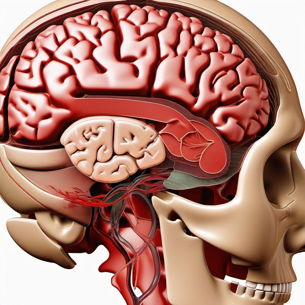 Contusion and laceration of right cerebrum digital illustration