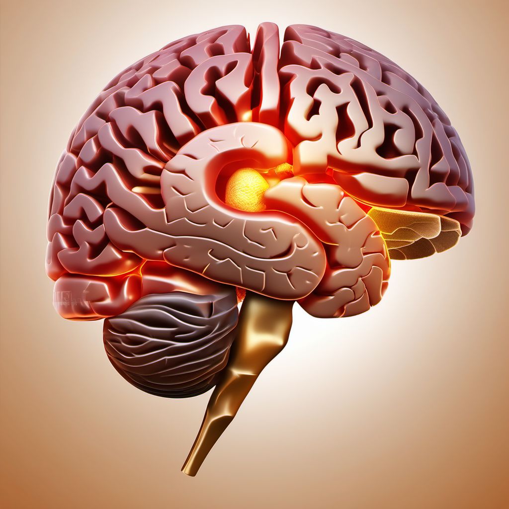 Contusion and laceration of right cerebrum without loss of consciousness digital illustration