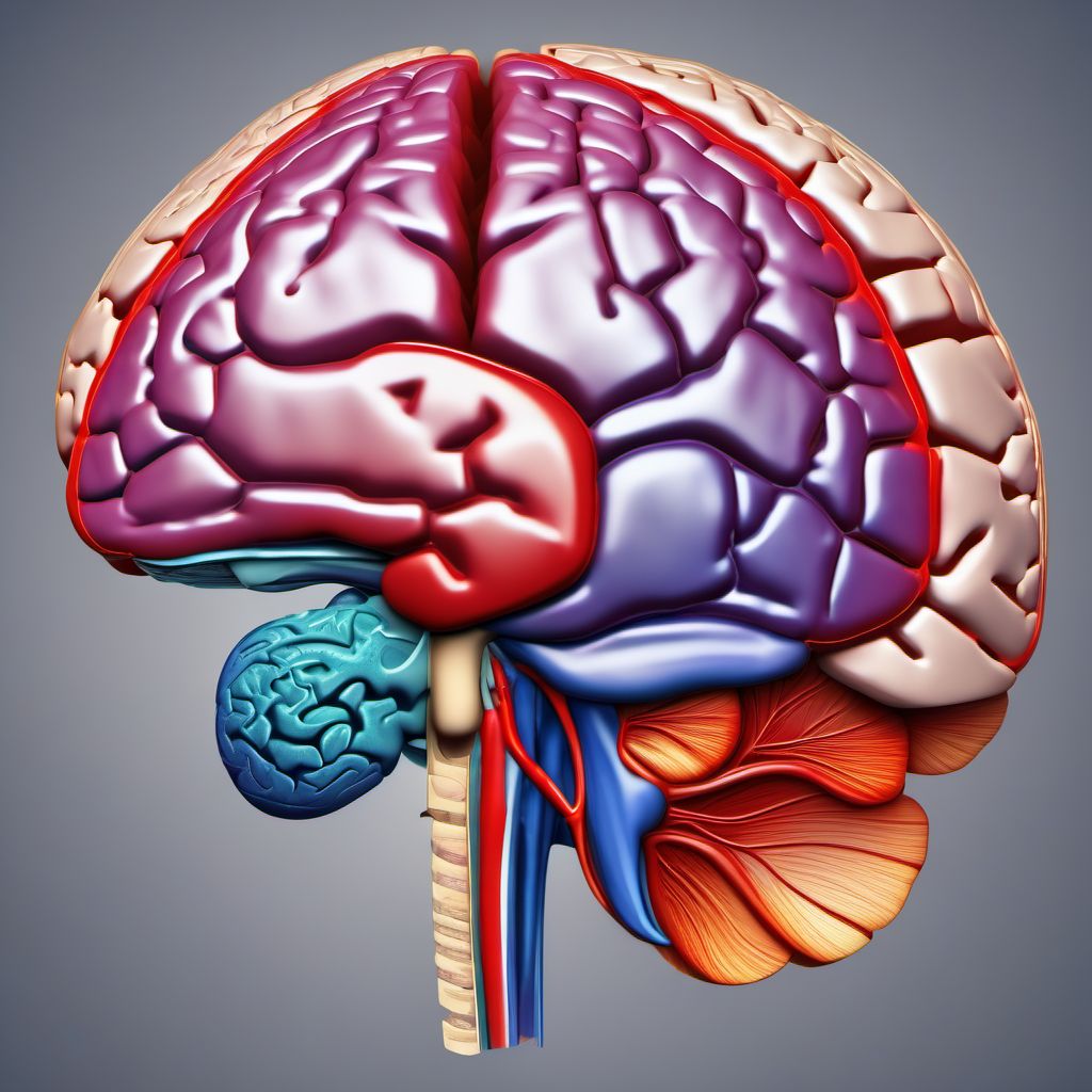 Contusion and laceration of right cerebrum with loss of consciousness of 30 minutes or less digital illustration