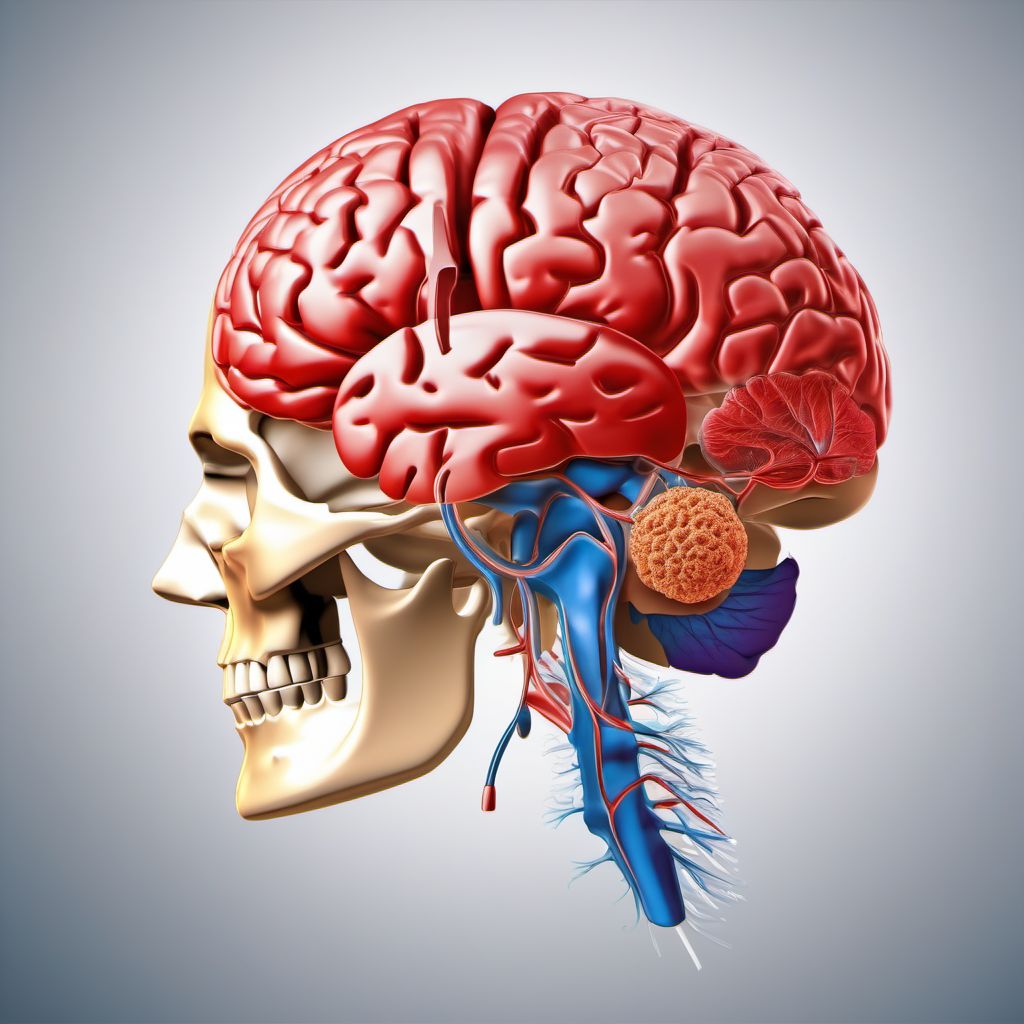 Contusion and laceration of right cerebrum with loss of consciousness of 31 minutes to 59 minutes digital illustration