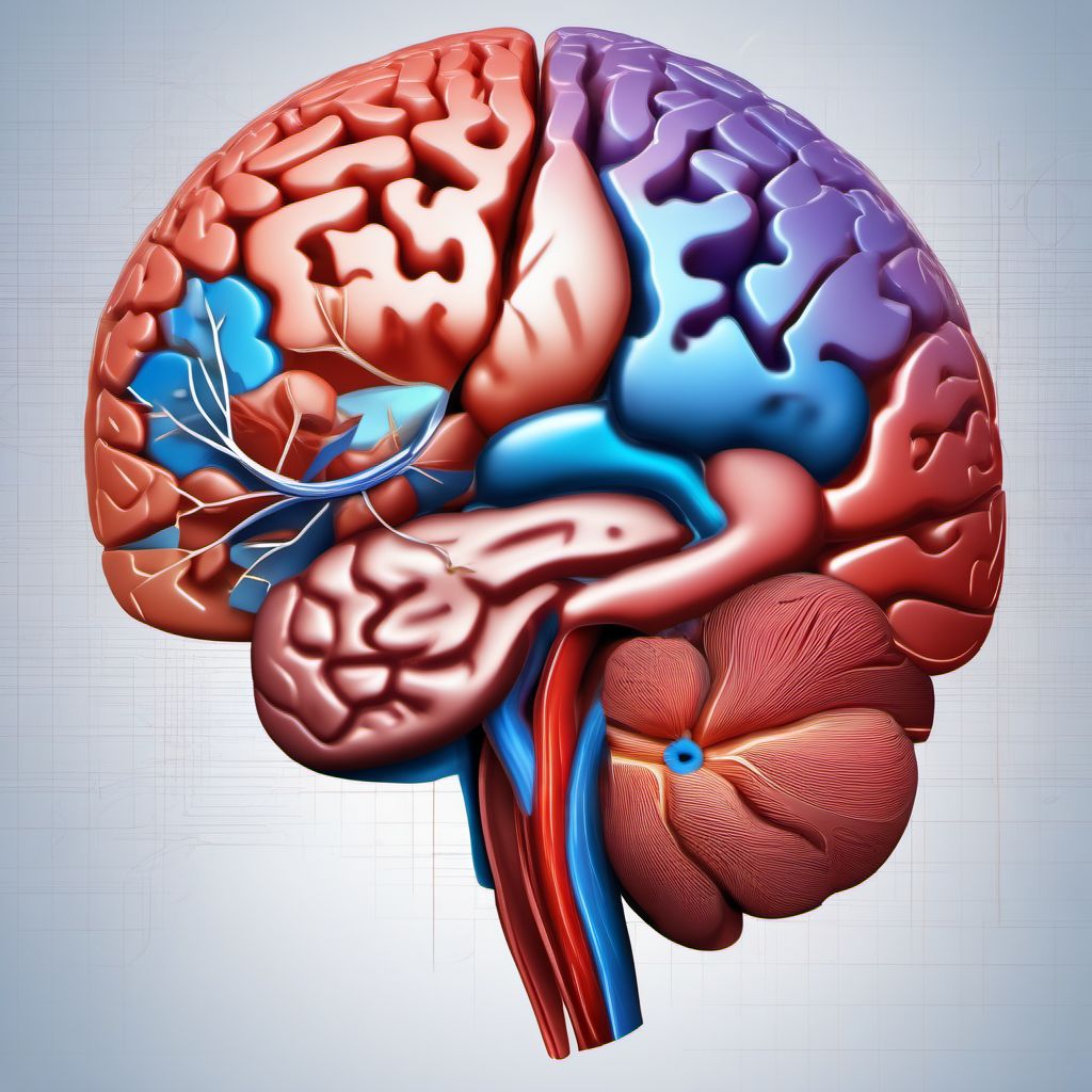 Contusion and laceration of right cerebrum with loss of consciousness of 1 hour to 5 hours 59 minutes digital illustration