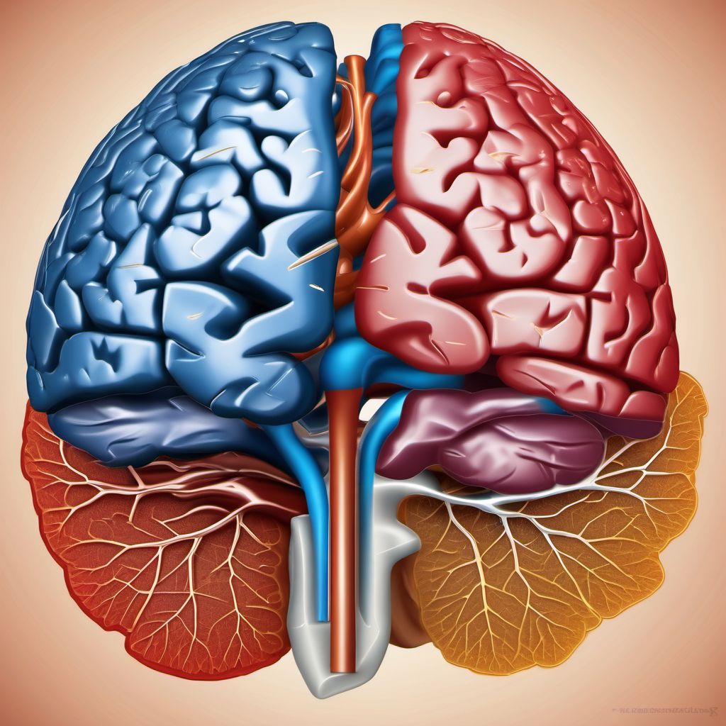 Contusion and laceration of right cerebrum with loss of consciousness of 6 hours to 24 hours digital illustration