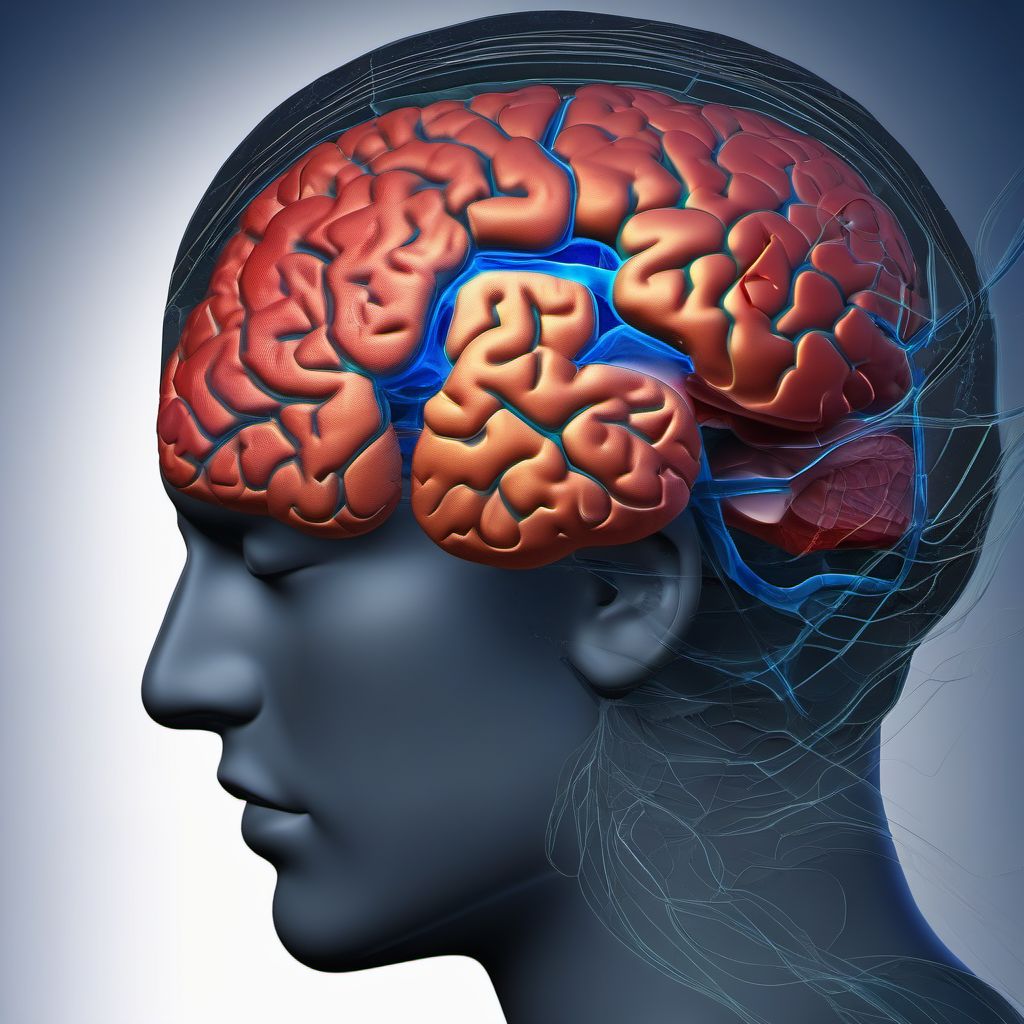 Contusion and laceration of right cerebrum with loss of consciousness greater than 24 hours without return to pre-existing conscious level with patient surviving digital illustration