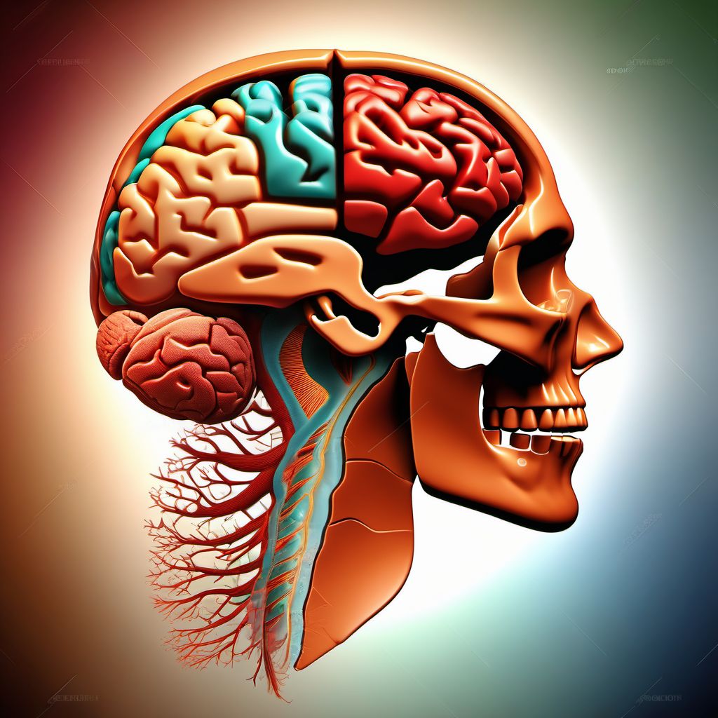 Contusion and laceration of right cerebrum with loss of consciousness of any duration with death due to brain injury prior to regaining consciousness digital illustration