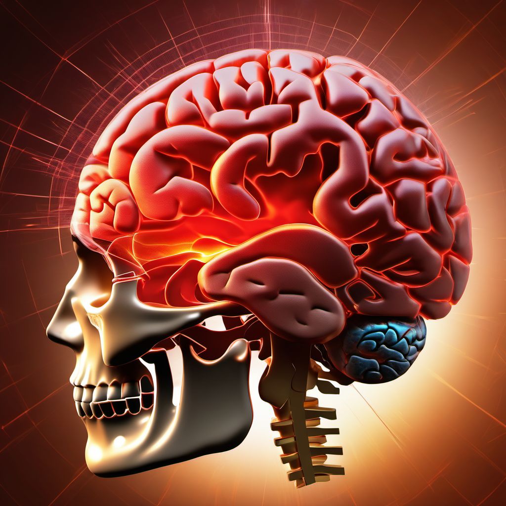 Contusion and laceration of right cerebrum with loss of consciousness of any duration with death due to other cause prior to regaining consciousness digital illustration