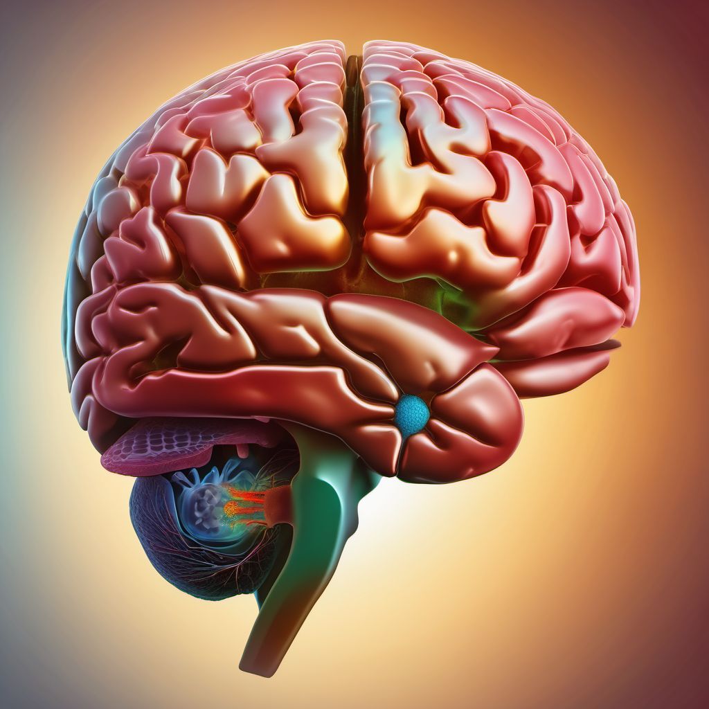 Contusion and laceration of right cerebrum with loss of consciousness of unspecified duration digital illustration