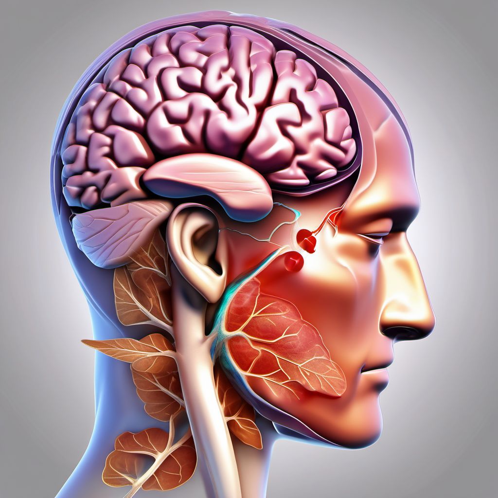 Contusion and laceration of left cerebrum with loss of consciousness of 30 minutes or less digital illustration