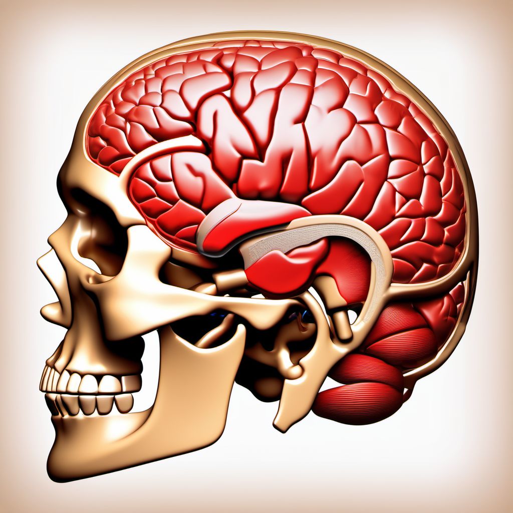 Contusion and laceration of left cerebrum with loss of consciousness of 31 minutes to 59 minutes digital illustration