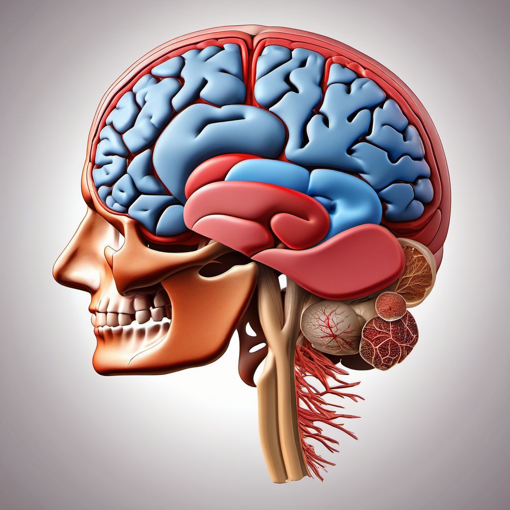 Contusion and laceration of left cerebrum with loss of consciousness of 1 hour to 5 hours 59 minutes digital illustration