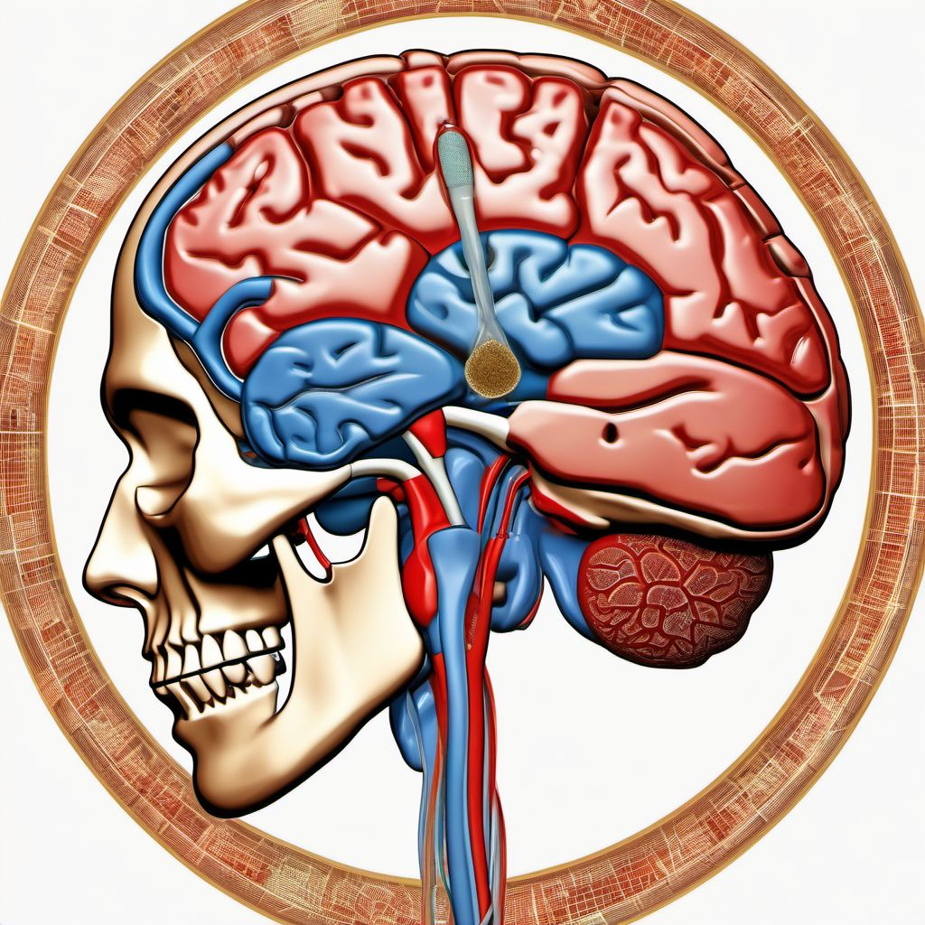 Contusion and laceration of left cerebrum with loss of consciousness of 6 hours to 24 hours digital illustration