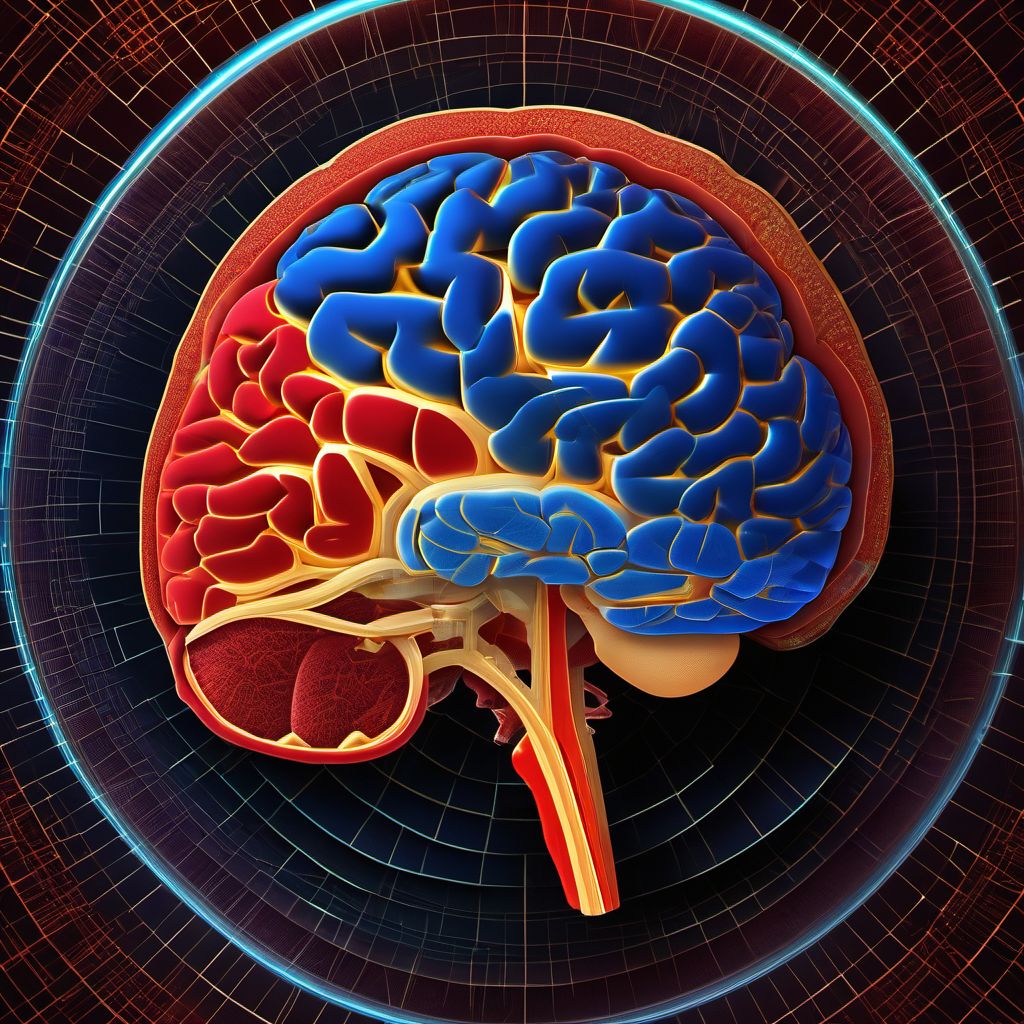 Contusion and laceration of left cerebrum with loss of consciousness greater than 24 hours with return to pre-existing conscious level digital illustration