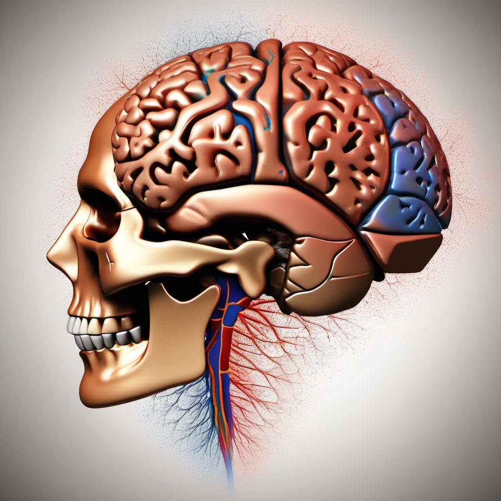 Contusion and laceration of left cerebrum with loss of consciousness of any duration with death due to other cause prior to regaining consciousness digital illustration