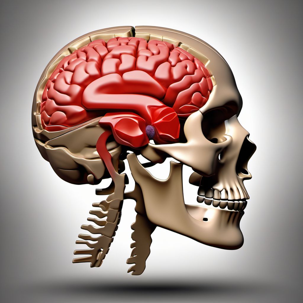 Contusion and laceration of cerebrum, unspecified, with loss of consciousness of any duration with death due to brain injury prior to regaining consciousness digital illustration