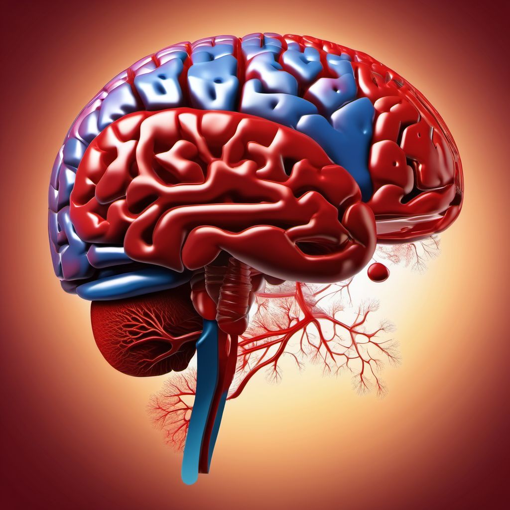 Traumatic hemorrhage of right cerebrum digital illustration