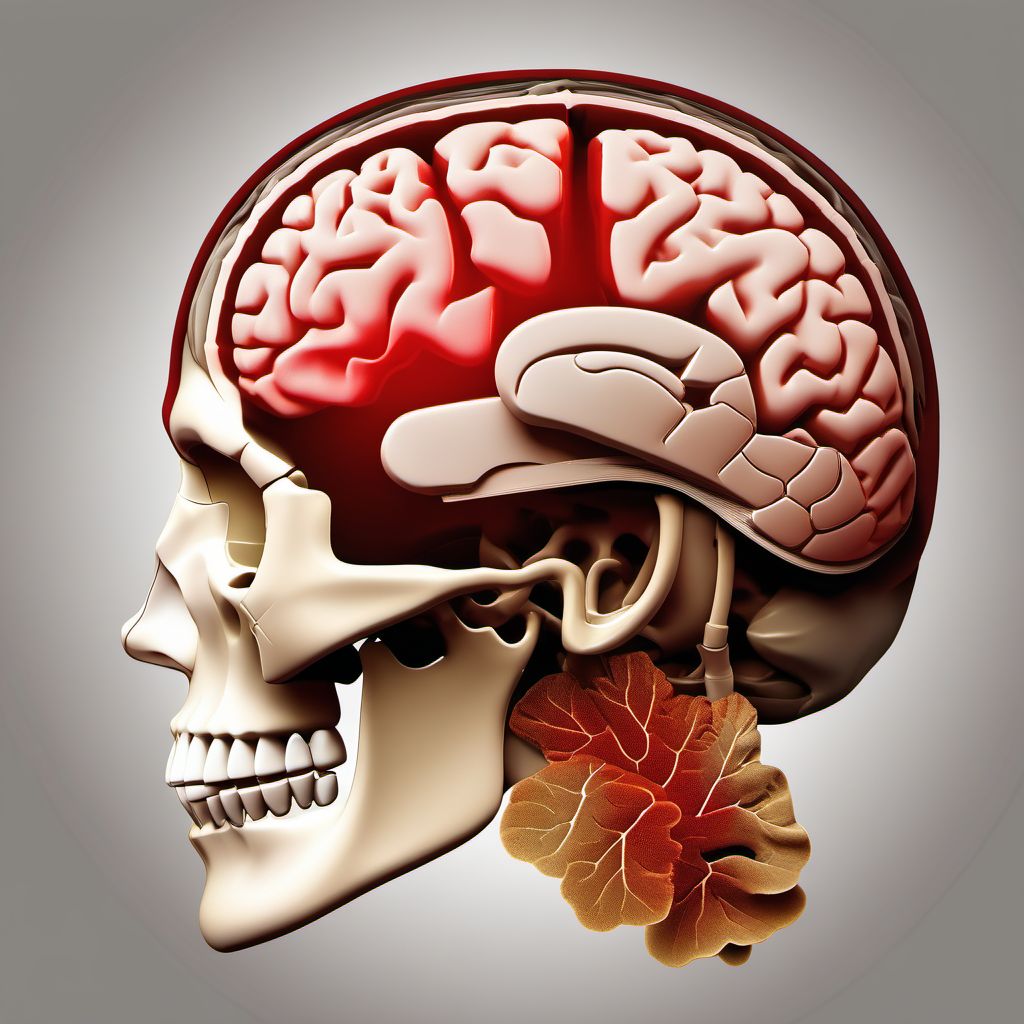 Traumatic hemorrhage of right cerebrum without loss of consciousness digital illustration