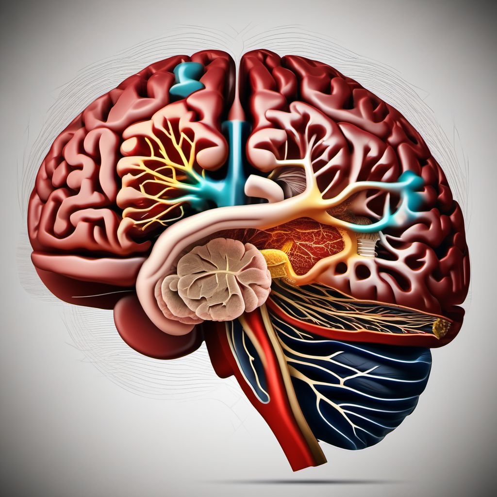 Traumatic hemorrhage of right cerebrum with loss of consciousness of 30 minutes or less digital illustration