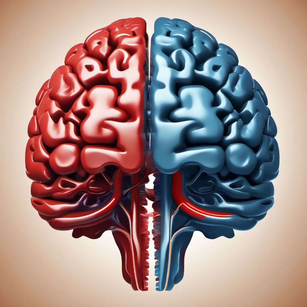 Traumatic hemorrhage of right cerebrum with loss of consciousness of 31 minutes to 59 minutes digital illustration