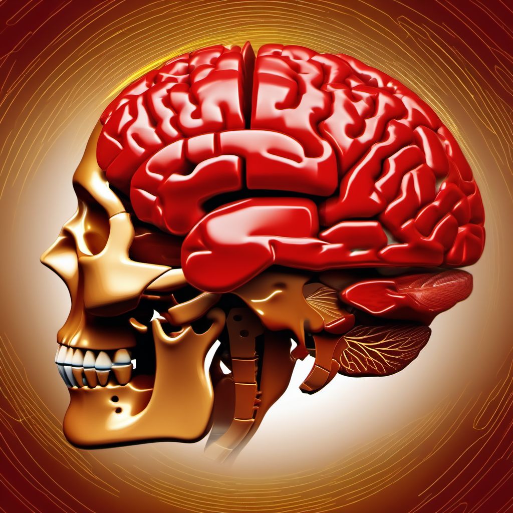 Traumatic hemorrhage of right cerebrum with loss of consciousness of 1 hours to 5 hours 59 minutes digital illustration