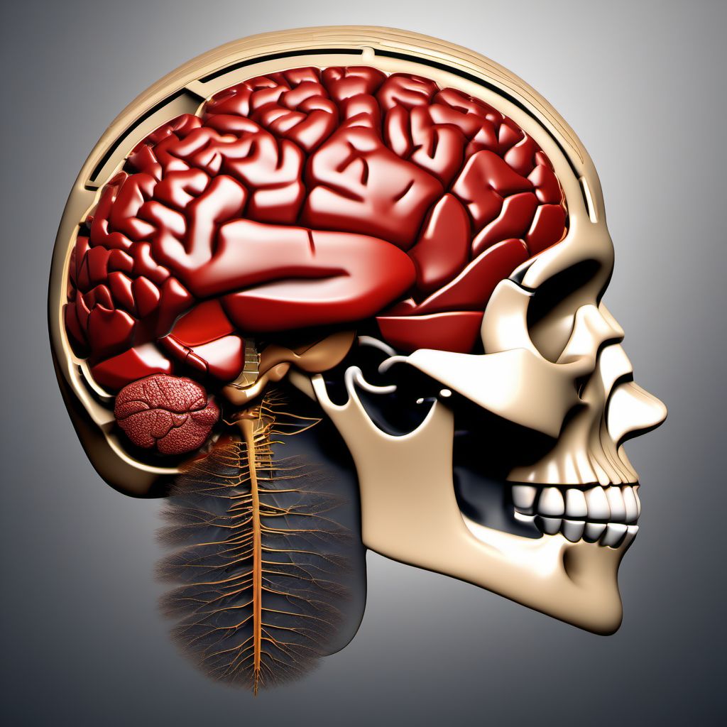 Traumatic hemorrhage of right cerebrum with loss of consciousness of 6 hours to 24 hours digital illustration